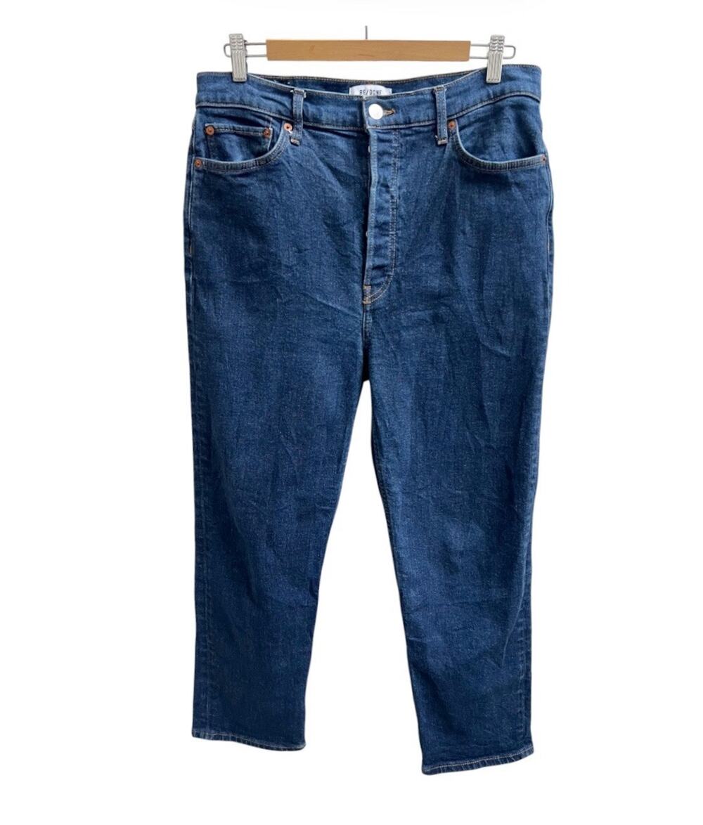 RE/DONE 70s Stovepipe Jeans Sz 31 Rigid Like Button Fly Straight Leg Crop